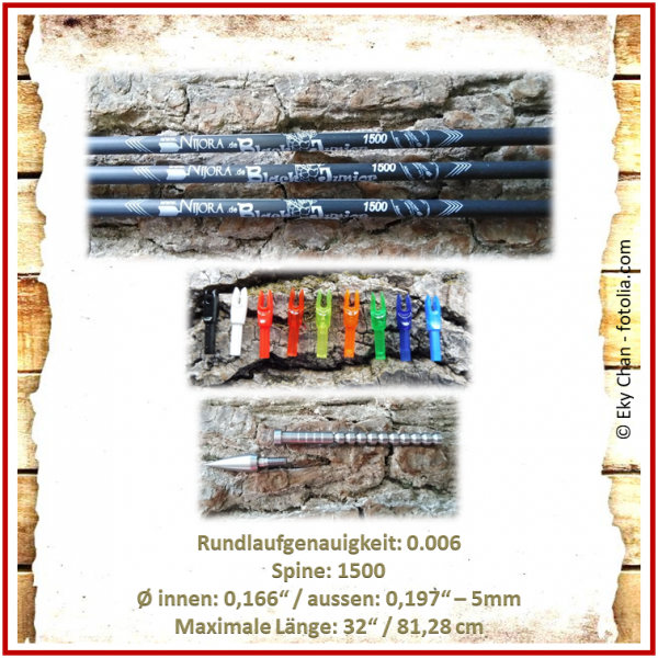 Carbonschaft Nijora Junior 1500 32 inch + Nocke + Insert + Spitze